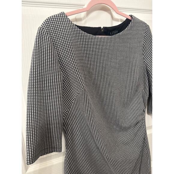 Lauren Ralph Lauren Womens Cierra Ruched Houndstooth Jacquard Sheath Dress, 16 - Picture 6 of 8